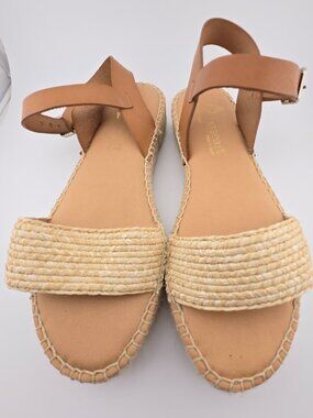 Paseart Platform Espadrille Sandals Women 38 US 7 Tan Leather